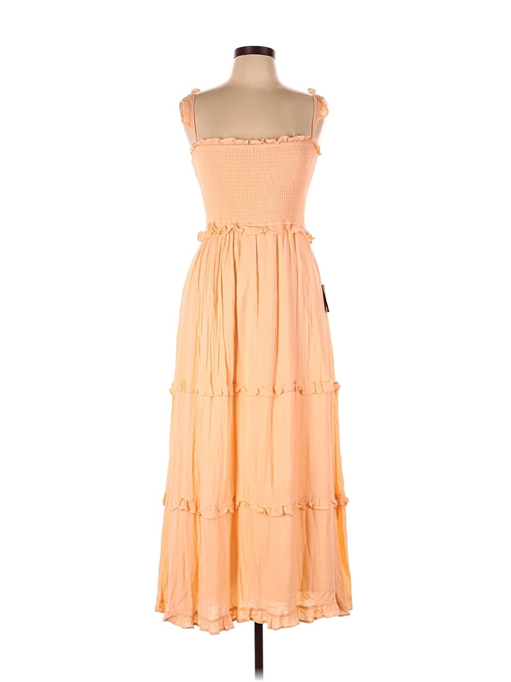 NWT Lulu's Large Peach Ruffled Smocked Maxi Dress